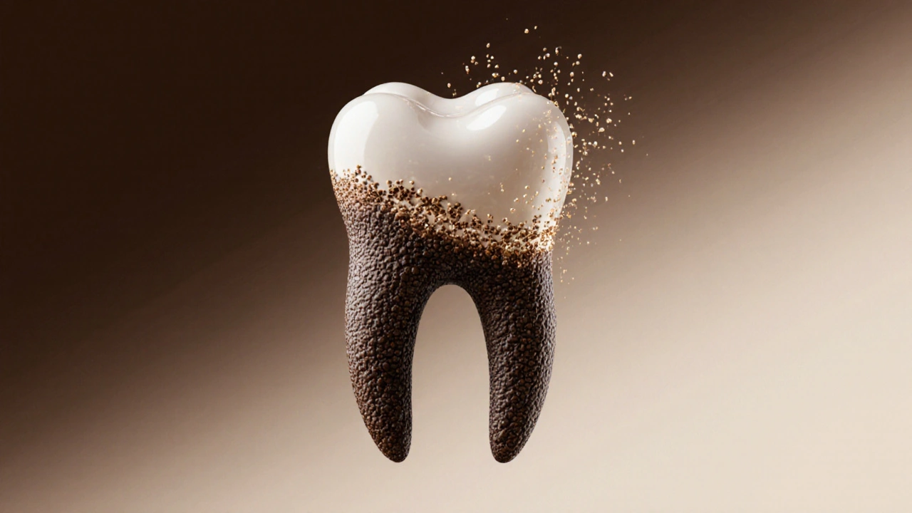 Konceptuální znázornění zubu přeměněného na dokonalou keramickou fazetu.