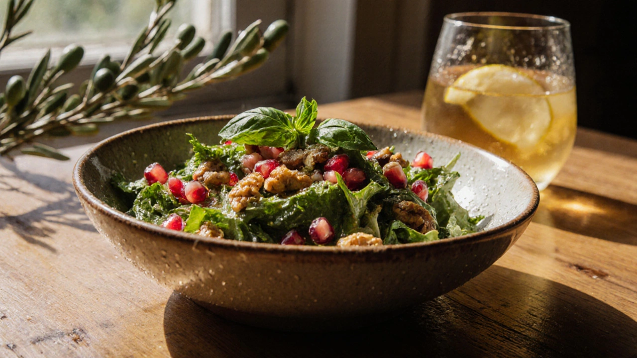 Čerstvý salát s granátovými zrnky a citrusovou základou