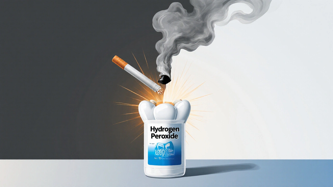 Kouř z cigaret se mění v světlo, které osvětluje zuby