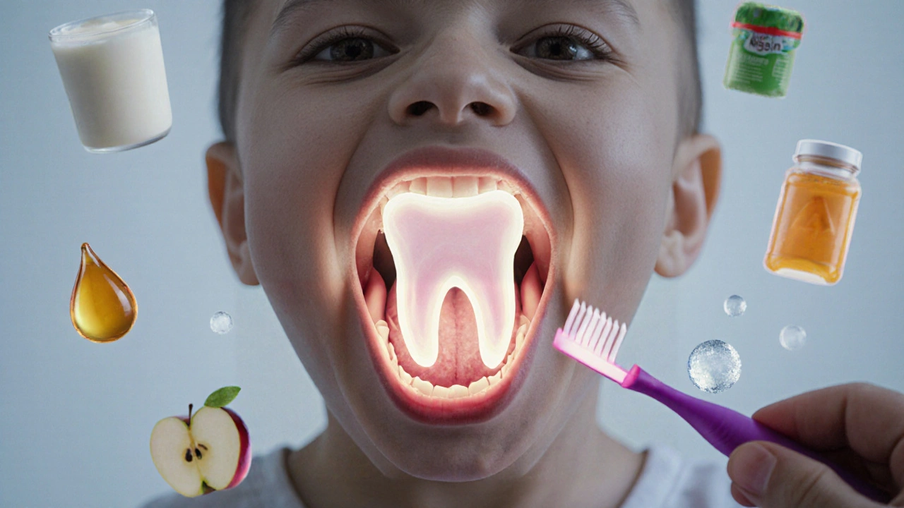 Přirozený vývoj zubu s bezpečnými pomůckami, bez nebezpečných látek.