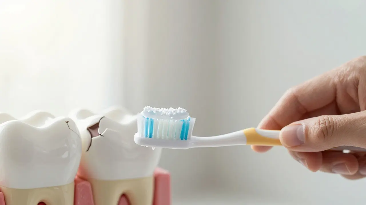 Jemné čištění zubů jemným kartáčkem s ochrannými vrstvami chránícími emal.