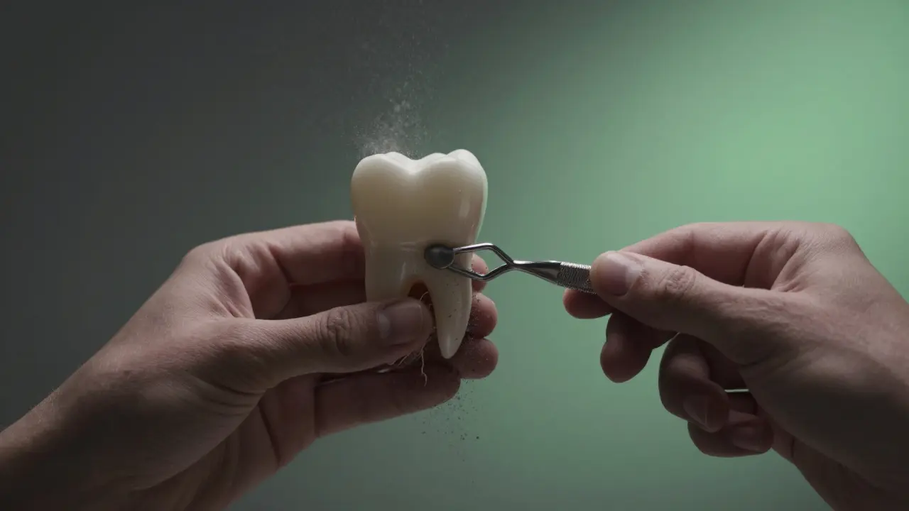 Hand cleansing gum line to prevent tooth loss, symbolizing prevention and recovery.