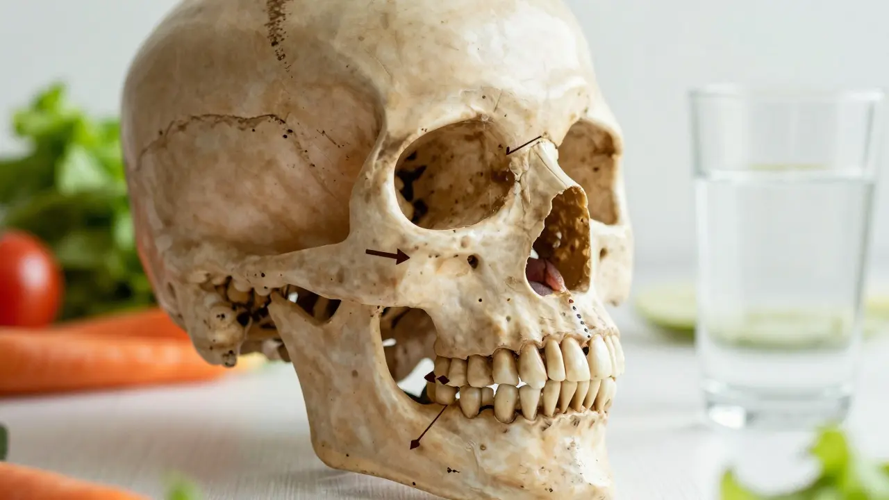 Kostěná lebka s přirozenými silami, které pomáhají šířit čelist bez ortodontických zařízení.