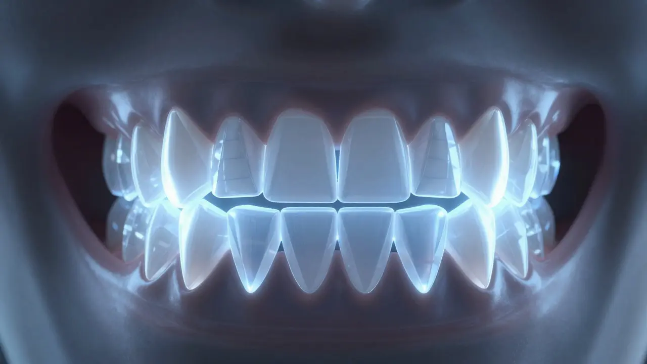 Abstraktní 3D vizualizace typů zubů s chybějícím moudrým zubem