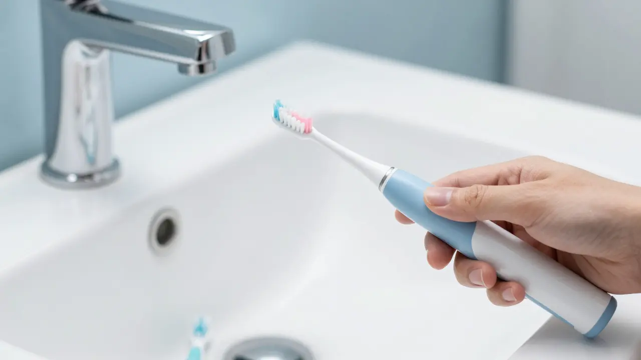 Správná technika čištění zubů elektrickým kartáčkem pod úhlem 45 stupňů