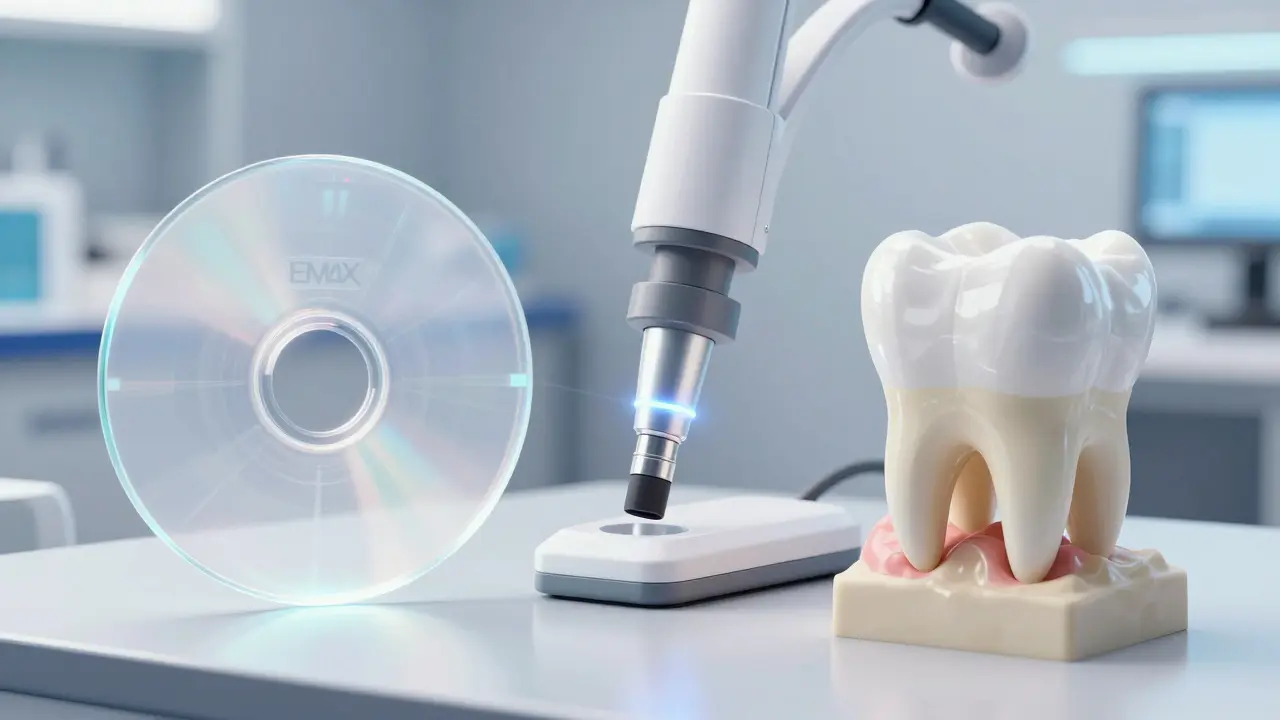 Srovnání keramického materiálu E-max a kompozitu s digitálním skenováním.