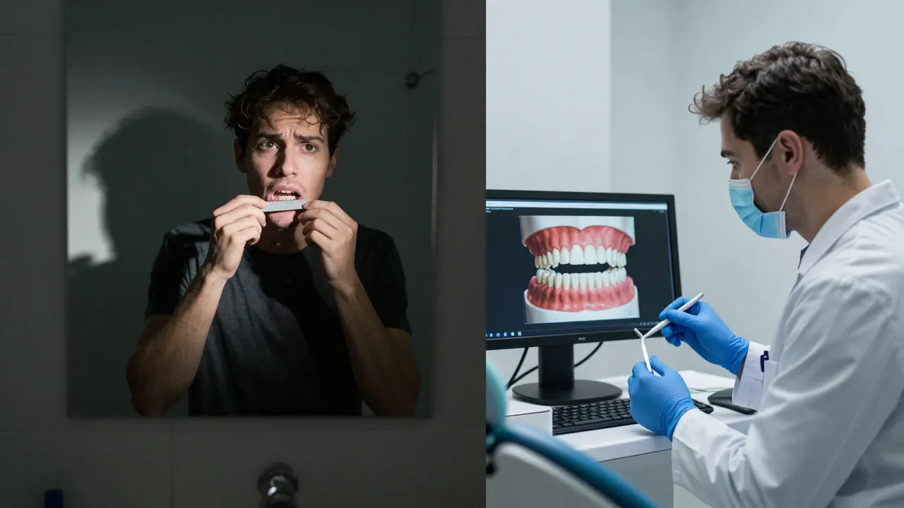 Srovnání domácího broušení a profesionální stomatologie