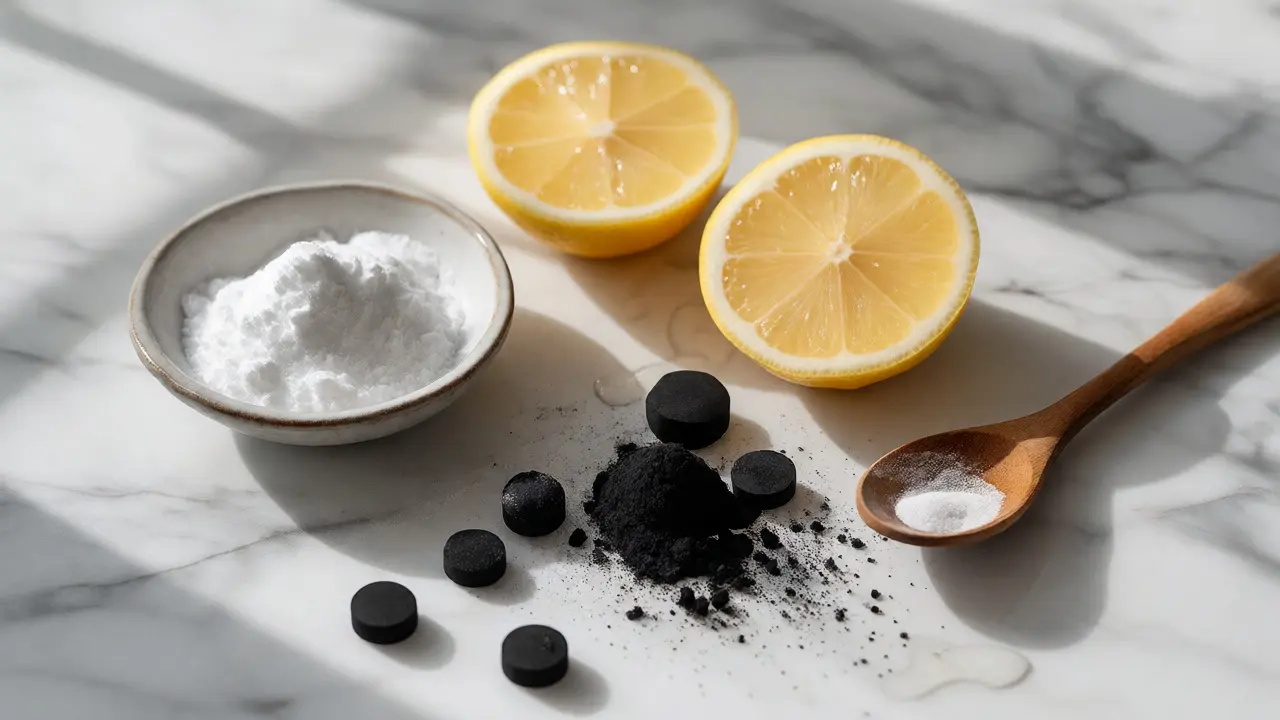 Domácí prostředky proti zubnímu kameni: soda, citron, uhlí